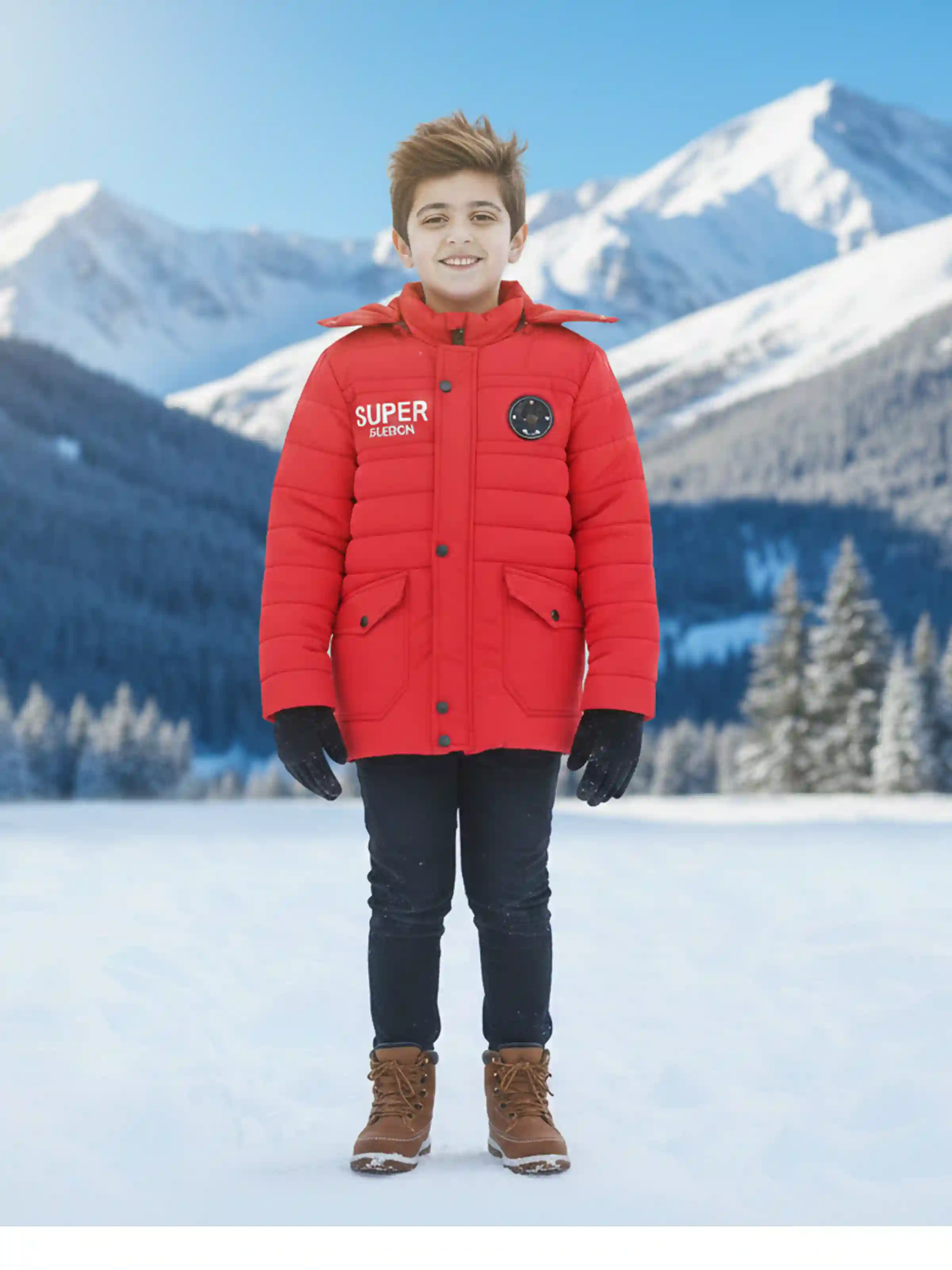 کاپشن پسرانه بچه گانه قرمز